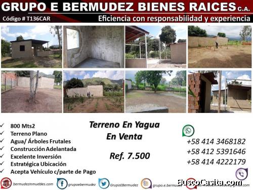 Terreno con Bienhechurías, en Venta. 800 m2. Yagua – Guacara.