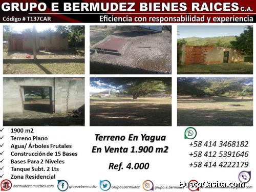 Terreno de 1.900 m2 con Bienhechurías, en Venta. Yagua – Guacara.