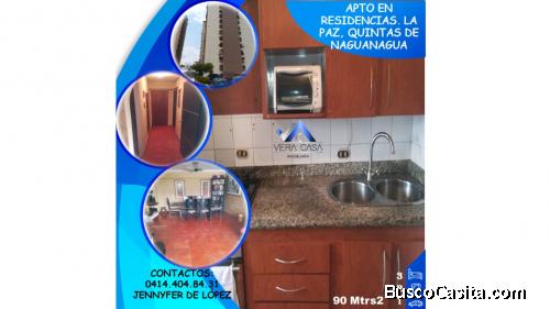 Vende Moderno Apto. Piso 8 en Residencias La Paz. En las Quintas de Naguanagua 90mts2 