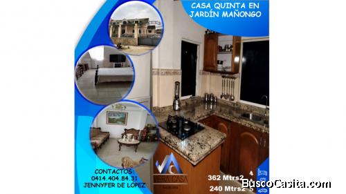 Vende Casa Quinta en calle cerrada en Jardín Mañongo 362mt2 con 240mts2 de construcción 