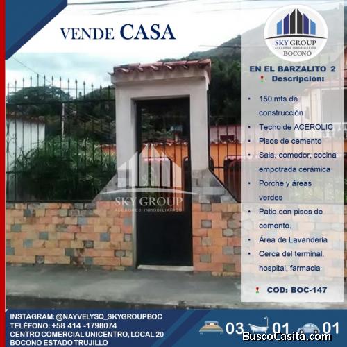 SKY GROUP BOCONO VENDE CASA EN BARZALITO 2