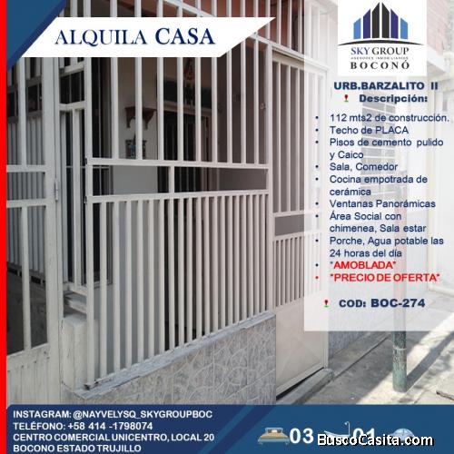 SKY GROUP BOCONO ALQUILA CASA EN BARZALITO 2