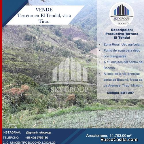 Sky Group Bocono vende terreno en El Tendal. BOC-207 