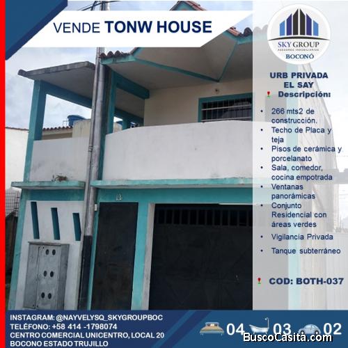 SKY GROUP VENDE TOWN HOUSE EN URB.PRIVADA EL SAY