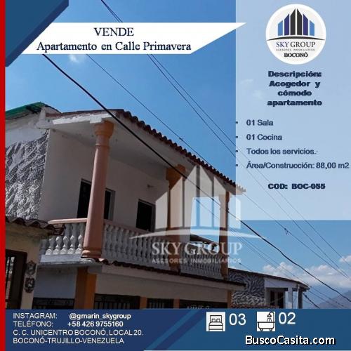 Sky Group Bocono vende apartamento en calle Primavera. BOA-055.