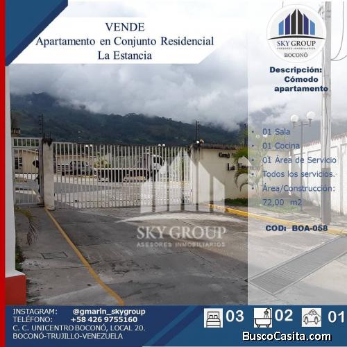 Sky Group Bocono vende apartamento en Conj. Residencial. La Estancia. . BOA-058.