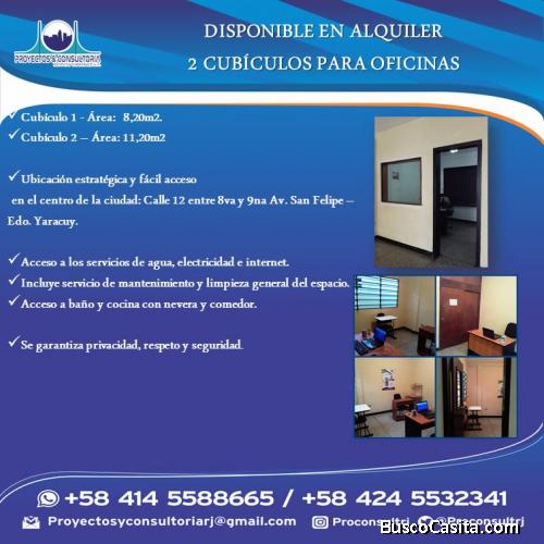 Disponible en Alquiler 2 cubículos para Oficinas