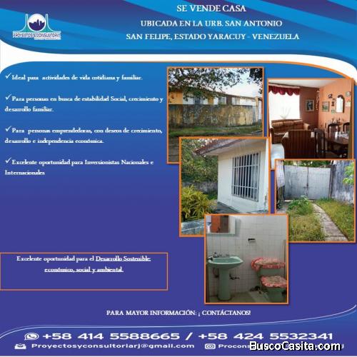 Se vende casa ubicada en la Urb. San Antonio, San Felipe, Estado Yaracuy