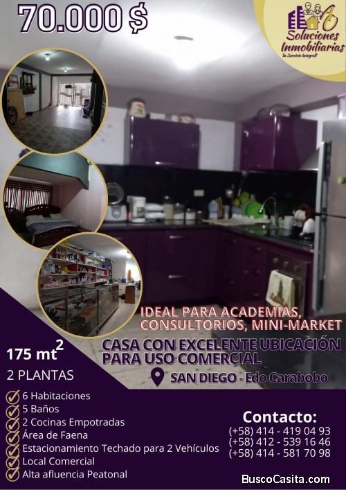 Casa de 2 plantas con Excelente ubicación para uso Comercial, La Esmeralda San Diego.