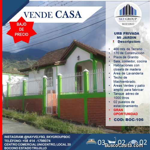 SKY GROUP VENDE CASA EN URB PRIVDA MI JARDIN