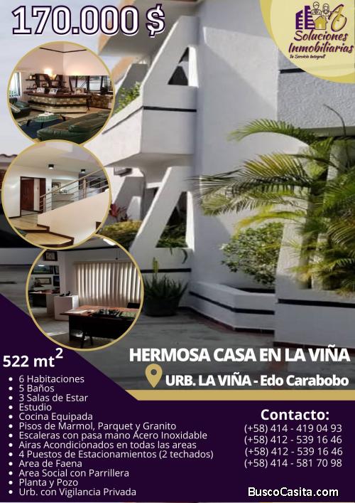 VENTA ESPECTACULAR casa en LA VIÑA de 522 mts2.