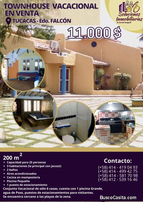 Soluciones Inmobiliarias AO, vende Townhouse en Tucacas.