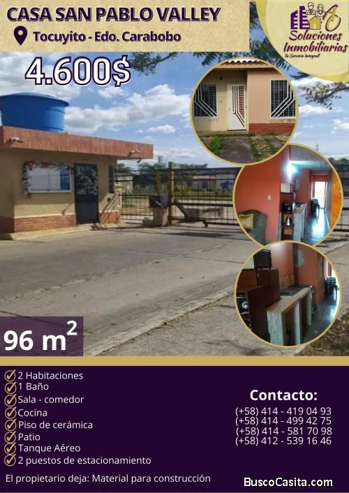 Casa en San Pablo de Valley, Lote Banesco. Tocuyito. En Venta