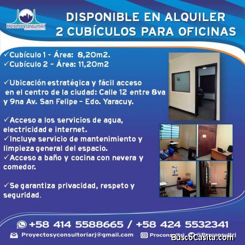 Disponible en Alquiler 2 cubículos para Oficinas