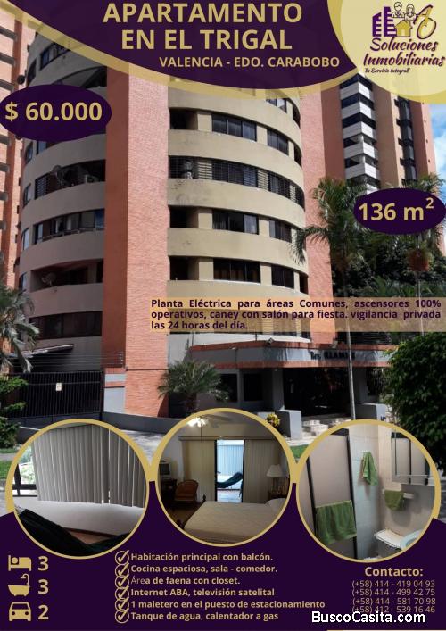 Amplio Apartamento en Urb. El Trigal. 136 m2. VENTA  