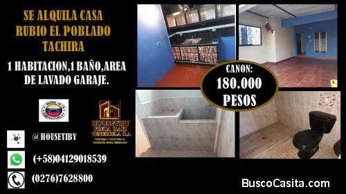 ALQUILO CASA CON GARAJE EN EL POBLADO RUBIO TACHIRA