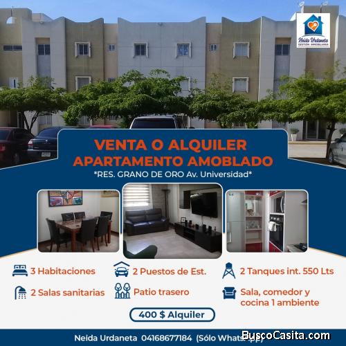 Alquiler amoblado en Planta baja avenida Universidad. Res. Grano de oro