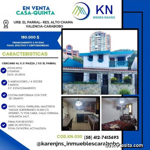 KN Bienes Raices vende Casa-Quinta En la Urb El Parral Valencia Carabobo