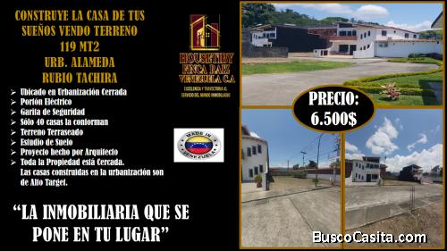 VENDO TERRENO EN URBANIZACION ALAMEDA EN RUBIO TACHIRA