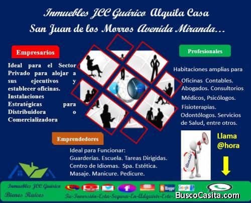  Inmuebles JCC Guárico Alquila Casa San Juan de los Morros