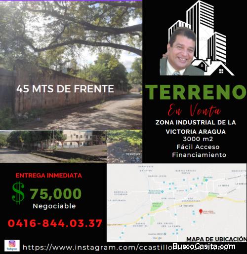  ccastillo.BienesRaices: Terreno de 3000 m2, ubicado en zona Industrial Soco La Victoria Aragua