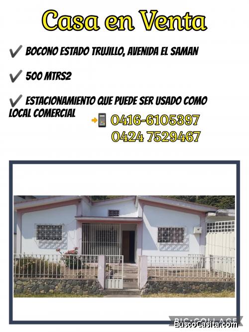 Casa en venta Bocono estado Trujillo, en plena Av el Saman. 