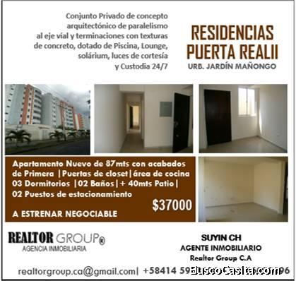 REALTOR GROUP AGENCIA INMOBILIARIA VENDE APARTAMENTO A ESTRENAR PLANTA BAJA RES. PUERTA REAL 2 