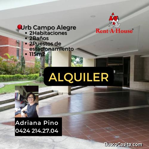 Alquiler apartamento Urb. Campo Alegre 2H 2B 2P 115m2