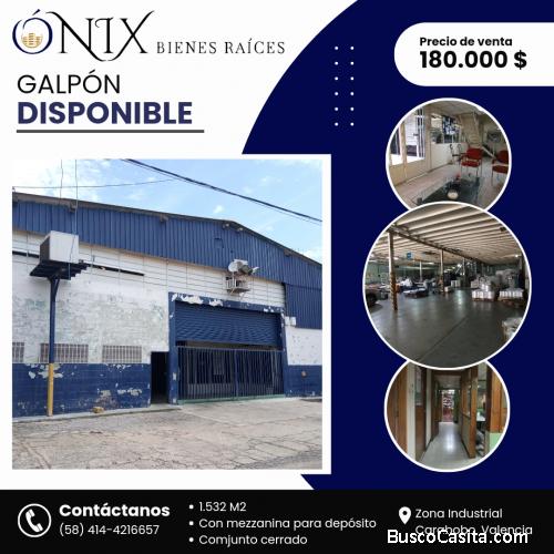 VENTA DE GALPÓN DE 1.532 M2 ZONA INDUSTRIAL CARABOBO, VALENCIA