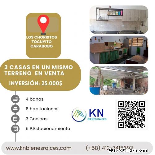 3 casas en un mismo terreno Los Chorritos Tocuyito Estado Carabobo