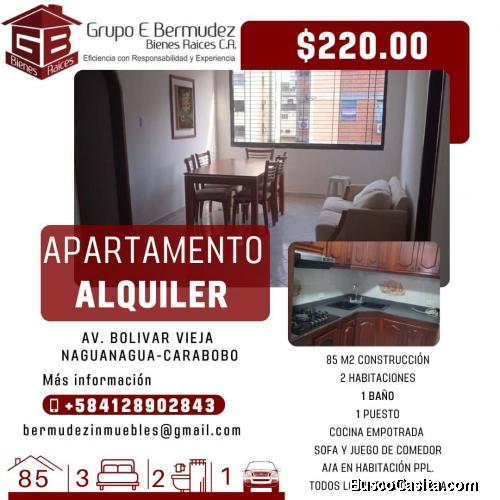 Grupo E Bermúdez Bienes Raíces alquila apartamento en Nagunagua.