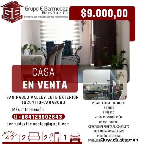 Casa San Pablo Valley, Lote Exterior, Tocuyito. 42 m2 (CA-TSP-OB-10).