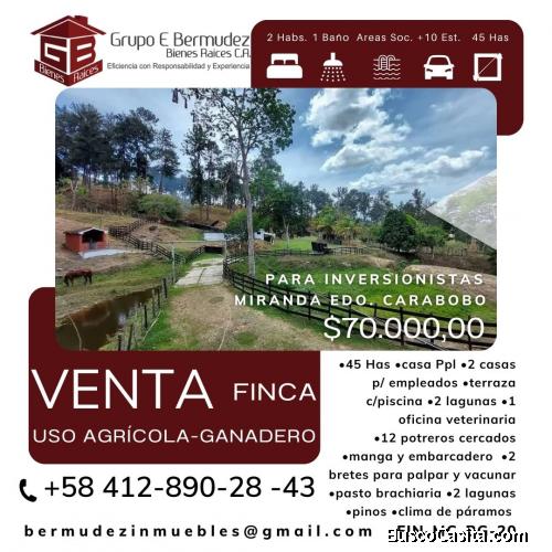 Vendo Finca de 45 Has., en los Páramos Miranda, Edo. Carabobo. FIN-MC-BG-20