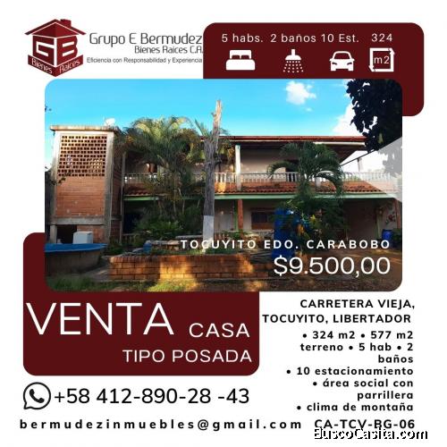 Cómoda Casa Tipo Posada en Tocuyito, Edo. Carabobo. Venta. CA-TCV-BG-06