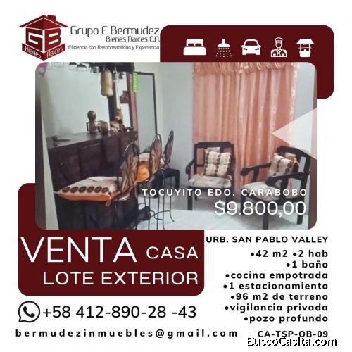 Casa San Pablo Valley, Lote Exterior, Tocuyito. 42 m2. CA-TSP-OB-09