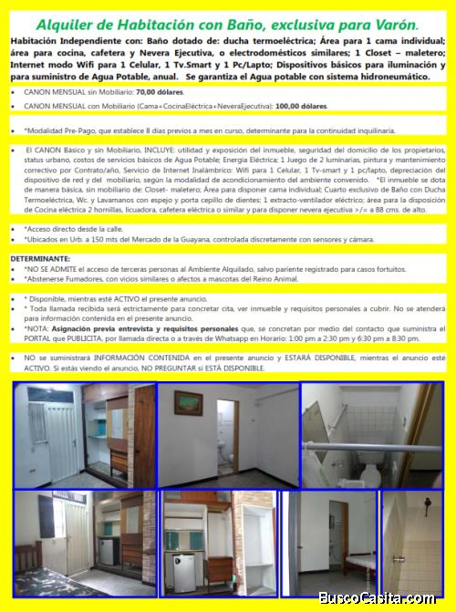 #Habitación Sencilla e Independiente con acceso directo desde vía pública