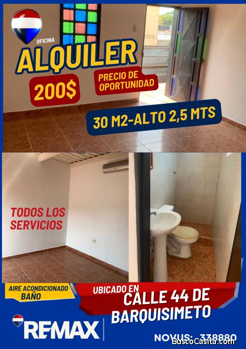 ALQUILO OFICINA CON AIRE ACONDICIONADO Y BAÑO EN BARQUISIMETO