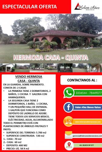 VENDO HERMOSO TERRENO CON VIVIENDA EN LA GUARDIA