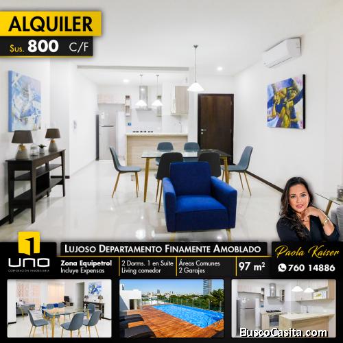 LUJOSO DEPARTAMENTO AMOBLADO EN ALQUILER