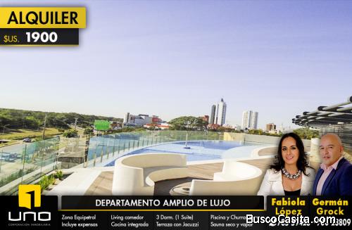 LUJOSOI DEPARTAMENTO EN ALQUILER DENTRO DE EXCLUSIVO CONDOMINIO EN BARRIO EQUIPETROL