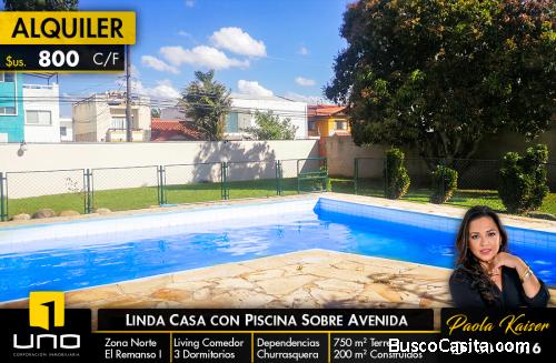 linda casa con piscina en alquiler