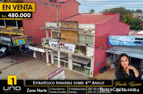 casa comercial en venta sobre avenida cuarto anillo zona norte