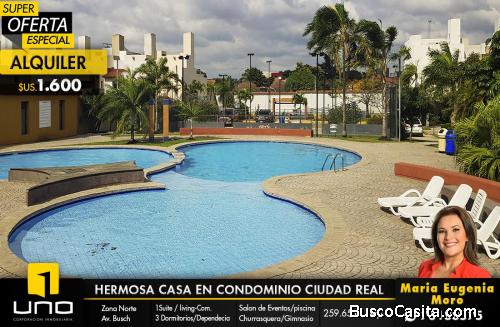 HERMOSA CASA EN ALQUILER DE 2 PLANTAS EN CONDOMINIO 