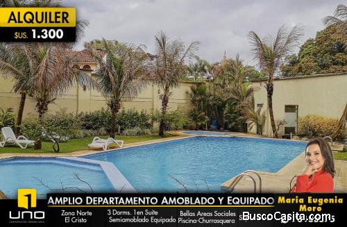 LINDO Y AMPLIO DEPARTAMENTO AMOBLADO Y EQUIPADO 