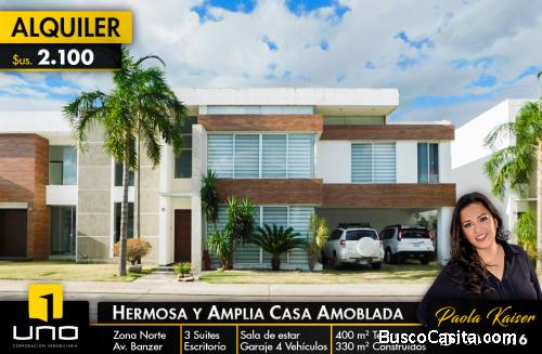 HERMOSA CASA AMOBLADA EN CONDOMINIO ZONA NORTE
