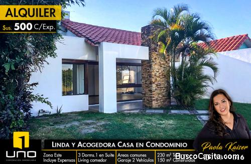 Linda casa en alquiler en Condominio Espiritu Santo