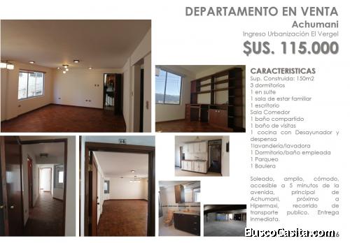 VENDO DEPARTAMENTO EN ACHUMANI/LOS CLAVELES 3 DORMITORIOS