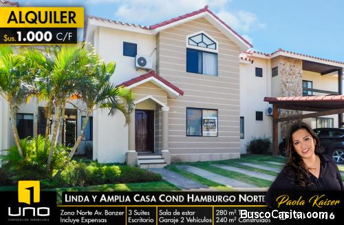linda casa en alquiler en condominio privado