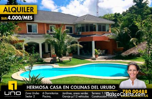 HERMOSA CASA EN ALQUILER EN CONDOMINIO COLINAS DEL URUBO, SECTOR 2 