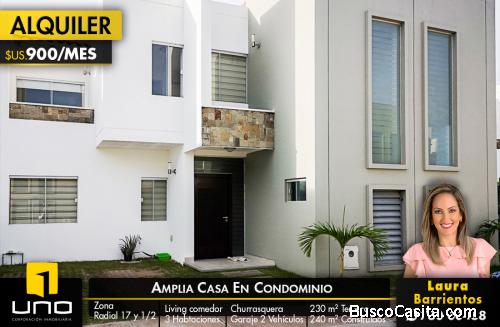CASA EN ALQUILER EN CONDOMINIO ZONA RADIAL 17 Y ½